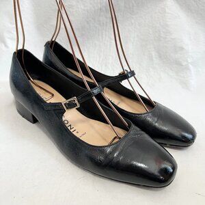 Fabio Rusconi mary jane pumps black leather IT 37 US 7 square toe low block heel